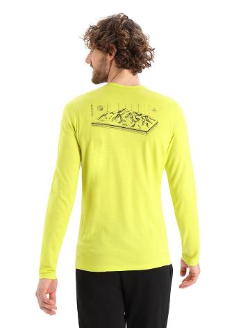 Men's Icebreaker Merino 200 Oasis Long Sleeve Crewe Alps 3D Base Layers Shine | CA 1597TCEV